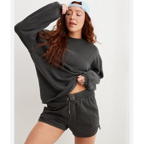 Aerie Velour Oversized Crewneck Sweatshirt Size L - Picture 2 of 9